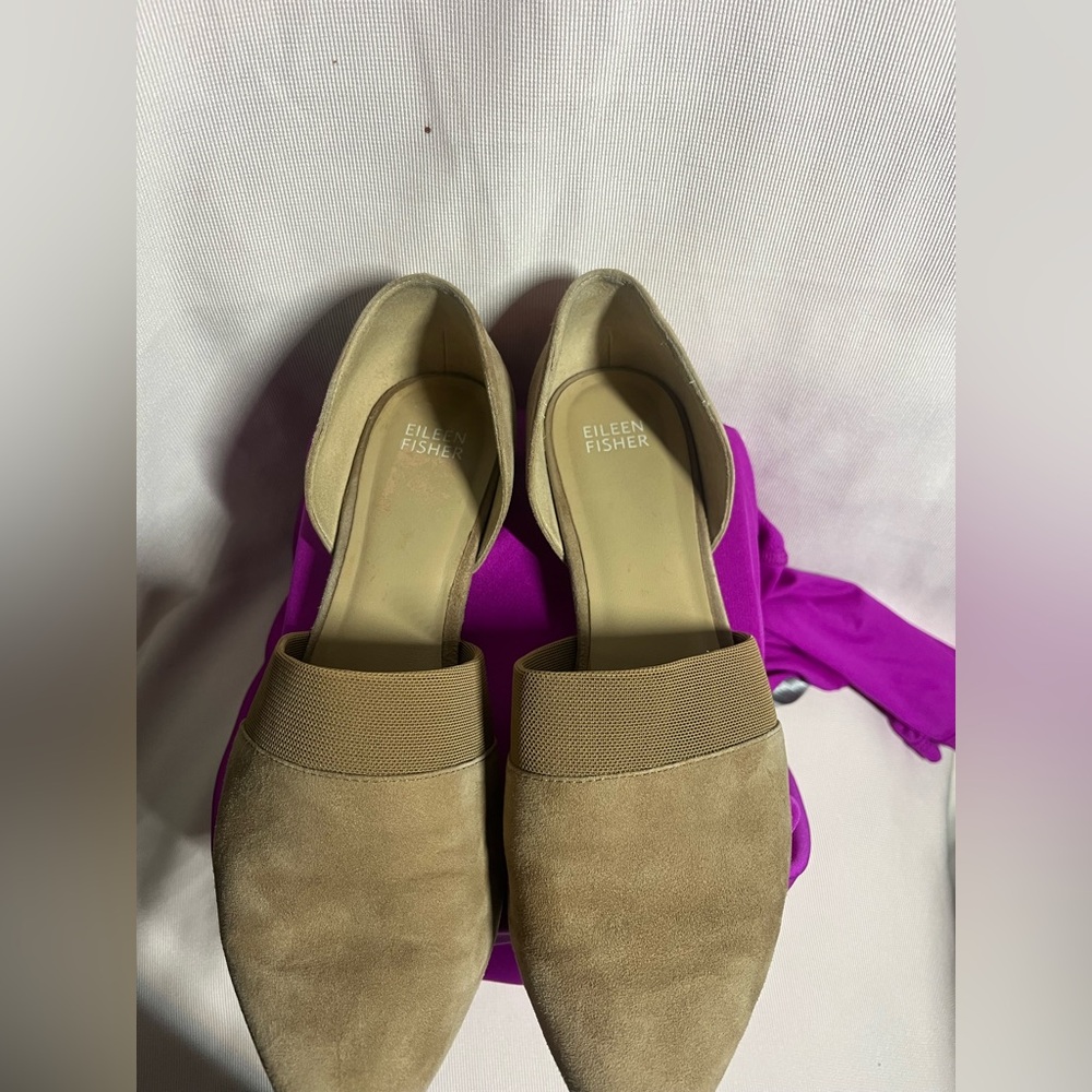 Eileen Fisher Beige Suede Flats - Picture 3 of 11
